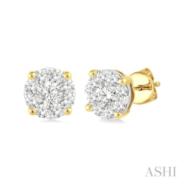 1 3 Ctw Lovebright Round Cut Diamond Stud Earrings in 14K Yellow and white Gold Online now