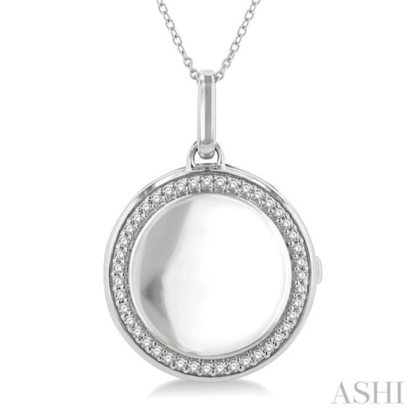 1 10 Ctw Circle Shape Round Cut Diamond Keepsake Locket Pendant With Chain in Sterling Silver Cheap