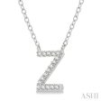 1 20 Ctw Initial  Z  Round Cut Diamond Pendant With Chain in 14K White Gold on Sale