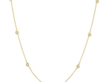 1 3 Ctw Round Cut Diamond Station Necklace in 14K Yellow Gold Hot on Sale