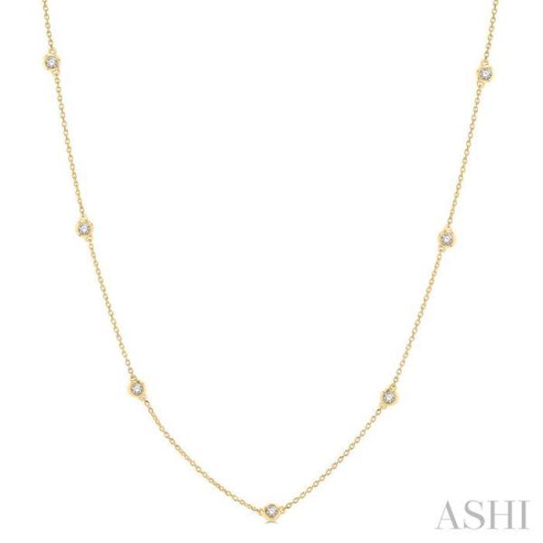 1 3 Ctw Round Cut Diamond Station Necklace in 14K Yellow Gold Hot on Sale