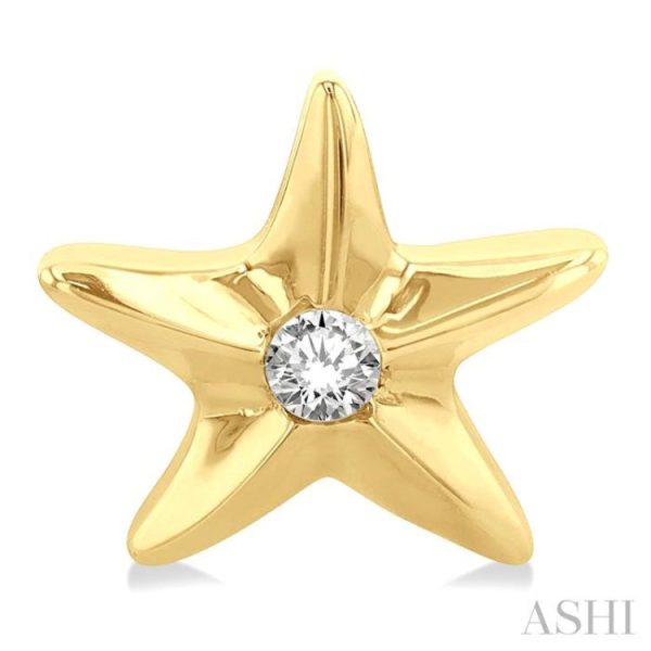 1 20 ctw Sealife Petite Starfish Round Cut Diamond Fashion Stud Earring in 10K Yellow Gold Online