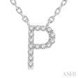 1 20 Ctw Initial  P  Round Cut Diamond Pendant With Chain in 14K White Gold Online Hot Sale