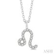 1 10 Ctw Leo Round Cut Diamond Zodiac Pendant With Chain in 10K White Gold Online Hot Sale