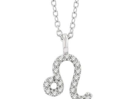 1 10 Ctw Leo Round Cut Diamond Zodiac Pendant With Chain in 10K White Gold Online Hot Sale