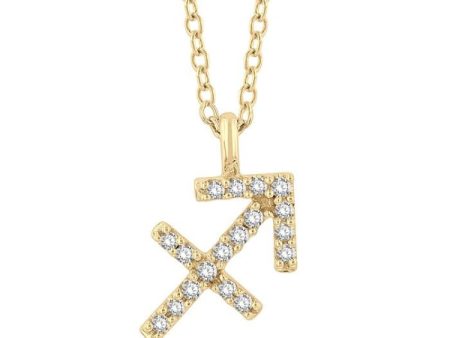 1 10 Ctw Sagittarius Round Cut Diamond Zodiac Pendant With Chain in 14K Yellow Gold Online Sale