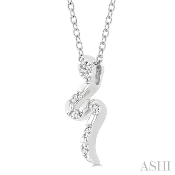 1 20 Ctw Snake Petite Round Cut Diamond Fashion Pendant With Chain in 10K White Gold For Sale