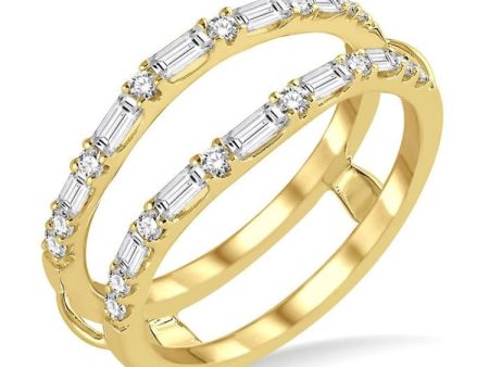 1 2 Ctw Baguette and Round Cut Diamond Insert Ring in 14K Yellow Gold Online Sale