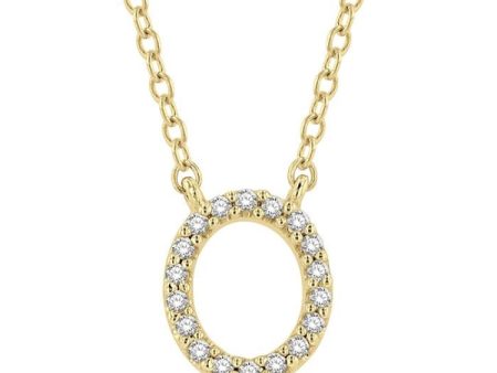 1 20 Ctw Initial  O  Round Cut Diamond Pendant With Chain in 14K Yellow Gold Online Hot Sale