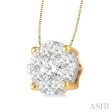 1 2 Ctw Lovebright Round Cut Diamond Pendant in 14K Yellow and White Gold with Chain on Sale