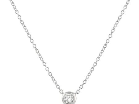 1 10 Ctw Bezel Round Cut Diamond Petite Fashion Pendant With Chain in 10K White Gold Hot on Sale