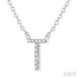 1 20 Ctw Initial  T  Round Cut Diamond Pendant With Chain in 14K White Gold Hot on Sale