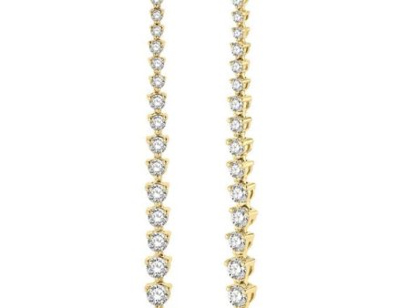 1 1 2 Ctw Round Cut Diamond Riviera Drop Earring in 14K Yellow Gold For Sale