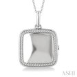 1 10 Ctw Square Shape Round Cut Diamond Keepsake Locket Pendant With Chain in Sterling Silver Cheap