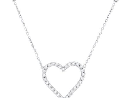 1 2 ctw Heart Pendant Round Cut Diamond Fashion Station Necklace in 10K White Gold Online Sale