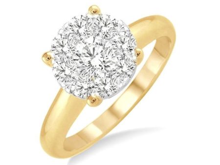 1 2 Ctw Lovebright Round Cut Diamond Ring in 14K Yellow and White Gold For Cheap