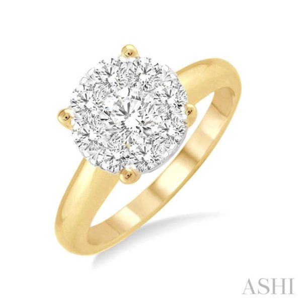 1 2 Ctw Lovebright Round Cut Diamond Ring in 14K Yellow and White Gold For Cheap