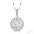 1 3 Ctw Round Cut Diamond Lovebright Pendant in 14K White Gold with Chain Online Hot Sale