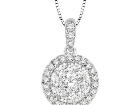 1 3 Ctw Round Cut Diamond Lovebright Pendant in 14K White Gold with Chain Online Hot Sale