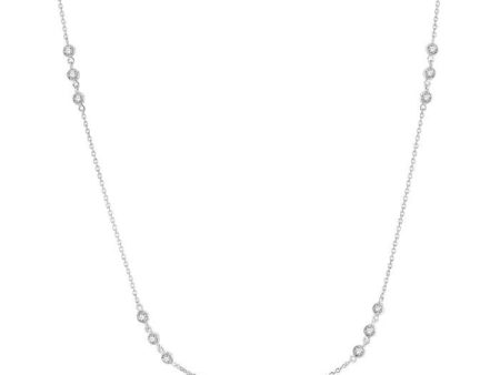 1 2 Ctw Round Cut Diamond Station Necklace in 14K White Gold Discount