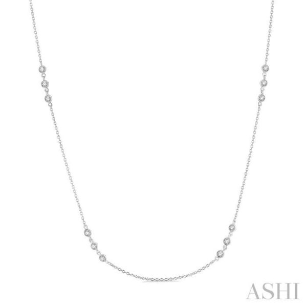 1 2 Ctw Round Cut Diamond Station Necklace in 14K White Gold Discount