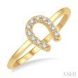 1 10 Ctw Horseshoe Charm Round Cut Diamond Petite Fashion Ring in 14K Yellow Gold For Cheap