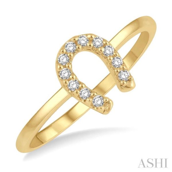 1 10 Ctw Horseshoe Charm Round Cut Diamond Petite Fashion Ring in 14K Yellow Gold For Cheap