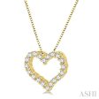 1 2 Ctw Heart Shape Round Cut Diamond Pendant With Chain in 14K Yellow Gold Fashion