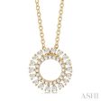 1 4 ctw Circle Round Cut Diamond Fashion Pendant With Chain in 10K Yellow Gold For Sale