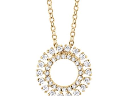 1 4 ctw Circle Round Cut Diamond Fashion Pendant With Chain in 10K Yellow Gold For Sale