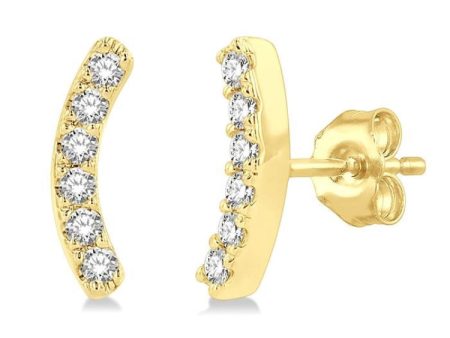 1 10 Ctw Arc Round Cut Diamond Petite Fashion Stud Earring in 10K Yellow Gold Online