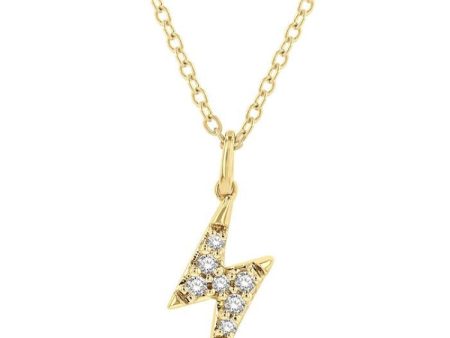 1 10 Ctw Lightning Bolt Round Cut Diamond Petite Fashion Pendant With Chain in 14K Yellow Gold For Discount