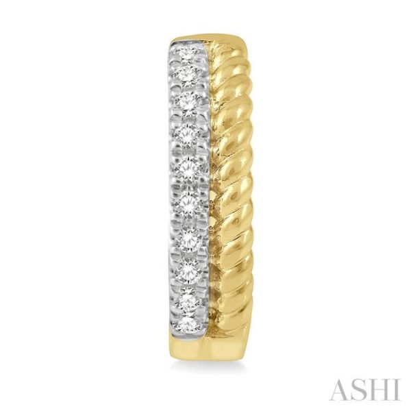 1 10 Ctw Rope Bead & Round Cut Diamond Huggie Earrings in 14K Yellow Gold Hot on Sale