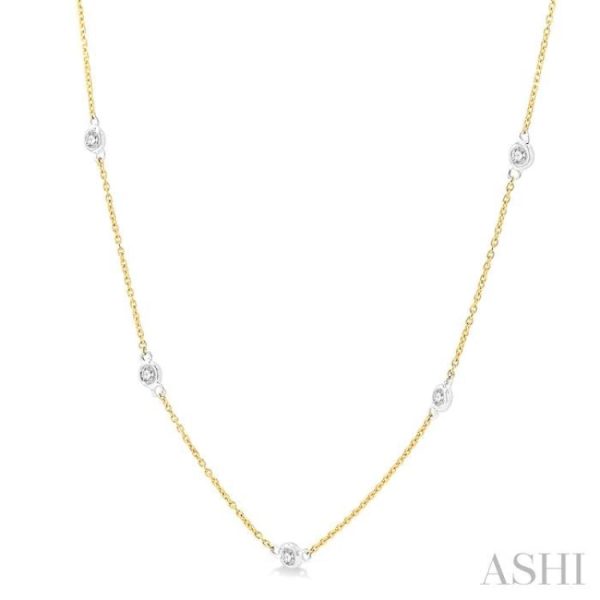 1 3 Ctw Round Cut Diamond Station Necklace in 14K Yellow and White Gold Sale