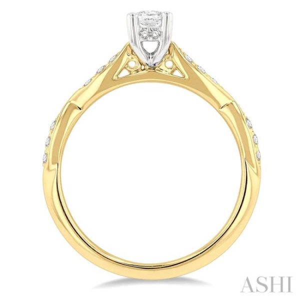 1 2 ctw Round & Oval Cut Diamond Engagement Ring With 1 3 ctw Oval Cut Center Stone in 14K Yellow and White Gold Sale