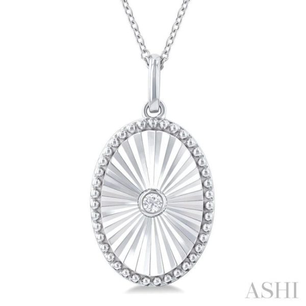 1 20 ctw Oval Medallion Round Cut Diamond Pendant With Chain in Sterling Silver Online Sale