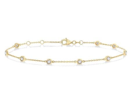 1 2 ctw Circular Mount Round Cut Diamond Station Bracelet in 14K Yellow Gold Online Sale