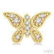 1 10 ctw Petite Milgrain Butterfly Round Cut Diamond Fashion Stud Earring in 10K Yellow Gold Online now