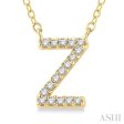 1 20 Ctw Initial  Z  Round Cut Diamond Pendant With Chain in 14K Yellow Gold Online now