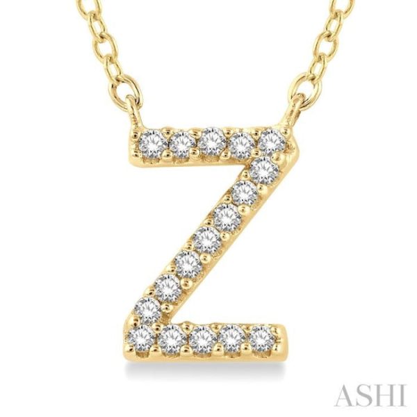 1 20 Ctw Initial  Z  Round Cut Diamond Pendant With Chain in 14K Yellow Gold Online now