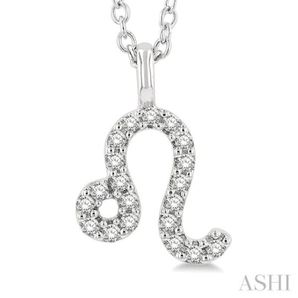 1 10 Ctw Leo Round Cut Diamond Zodiac Pendant With Chain in 10K White Gold Online Hot Sale