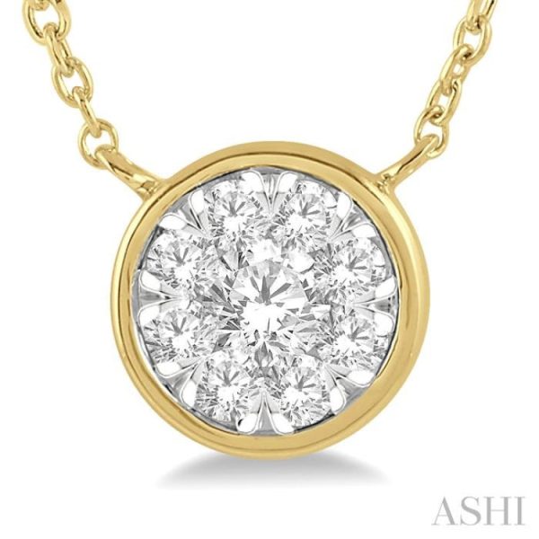 1 3 Ctw Round Shape Lovebright Diamond Necklace in 14K Yellow and White Gold Sale