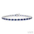 1 3 ctw Oval Cut 4X3 MM Sapphire and Round Cut Diamond Precious Bracelet in 14K White Gold Discount