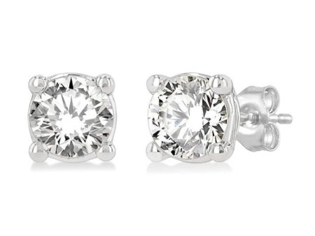 1 3 Ctw Round Cut Diamond Stud Earring in 14K White Gold Online Hot Sale