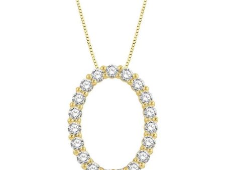 1 2 Ctw Oval Shape Window Round Cut Diamond Pendant With Chain in 14K Yellow Gold Cheap