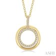 1 10 ctw Petite Twin Circle Round Cut Diamond Fashion Pendant With Chain in 10K Yellow Gold For Discount