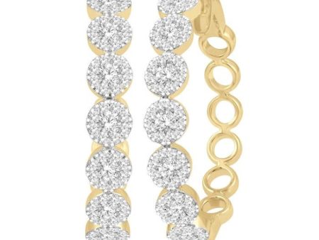 1 1 2 Ctw Round Cut Lovebright Diamond Hoop Earrings in 14K Yellow and White Gold Discount