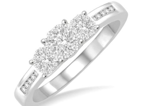 1 3 Ctw Round Cut Diamond Lovebright Ring in 14K White Gold For Cheap