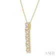 1 2 Ctw Zigzag Baguette and Round Cut Diamond Bar Pendant With Chain in 14K Yellow Gold Online Hot Sale