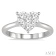 1 2 Ctw Round Cut Diamond Heart Shape Lovebright Ring in 14K White Gold Sale